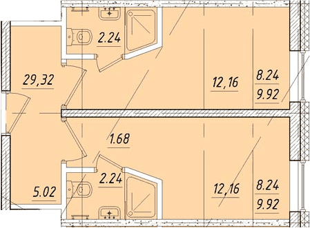 Планировка Студии 29.5 м² в ЖК «Vertical Лесная», корпус 1