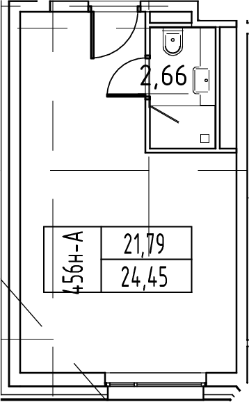 Планировка Студии 24.45 м² в ЖК «ЙЕС Лидер», корпус 1
