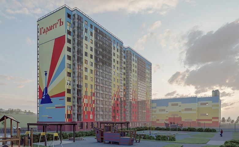Южная Заря — Двор с детской и спортивной площадками между корпусами — то 