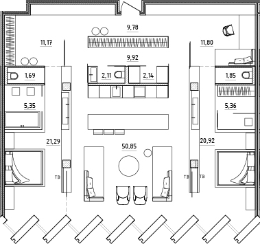 Планировка евро-4 (4Е) 154.23 м² в ЖК «Zen», корпус 1