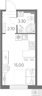 Планировка Студии 21 м² в ЖК «Зеркальный ручей», корпус 4