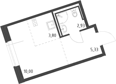 Планировка Студии 22.06 м² в ЖК «Живи! В Рыбацком», корпус 6-7