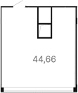 45,9 м², 5 этаж, корпус 1. Прямоугольное помещение с входом слева сверху и небольшим обособленным блоком у верхней стены