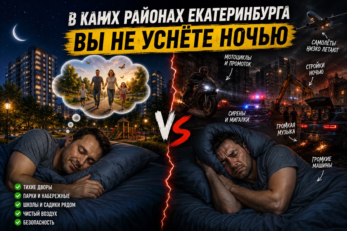 В каких районах Екатеринбурга шумно ночью — самолёты, железная дорога, магистрали