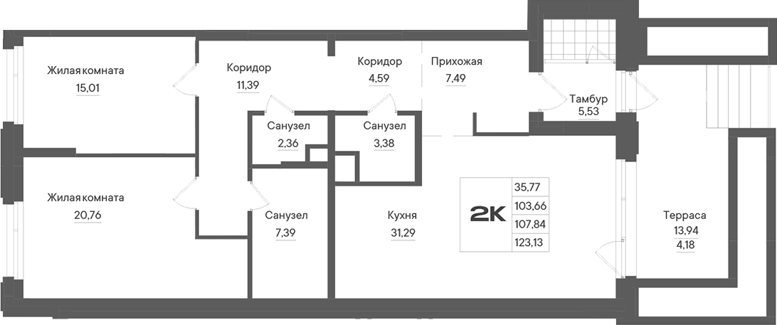 Планировка Свободная планировка, 123,13 м² в ЖК Александровский сад