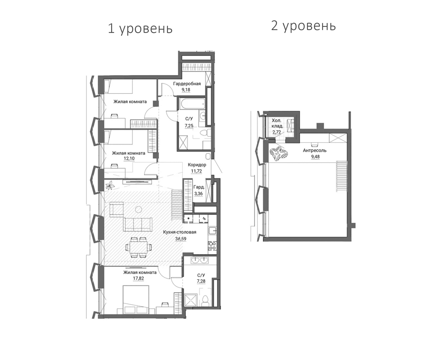 Планировка Свободная планировка, 130,71 м² в ЖК Александровский сад