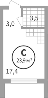Планировка Студия, 23,9 м² в ЖК Астон. Движение вверх