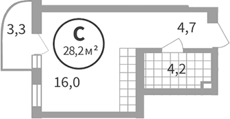 Планировка Студия, 25,87 м² в ЖК Астон. Движение вверх