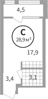 Планировка Студия, 26,64 м² в ЖК Астон. Движение вверх