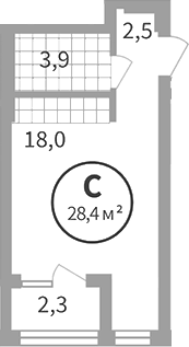Планировка Студия, 27,26 м² в ЖК Астон. Движение вверх