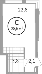 Планировка Студия, 28,6 м² в ЖК Астон. Движение вверх