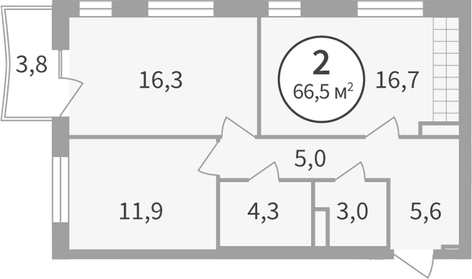 Планировка 2-к.кв, 63,84 м² в ЖК Астон.Движение