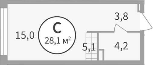 Планировка Студия, 28,1 м² в ЖК Астон.Движение