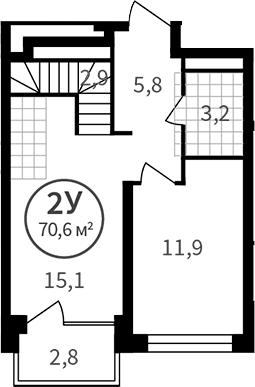Планировка 3-к.кв, 68,59 м² в ЖК Астон.Сезоны
