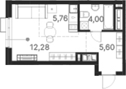 Планировка Студия, 27,64 м² в ЖК Атлас Ривер