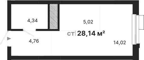 Планировка Студия, 28,14 м² в ЖК Атлас Визион