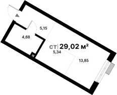 Планировка Студия, 29,02 м² в ЖК Атлас Визион