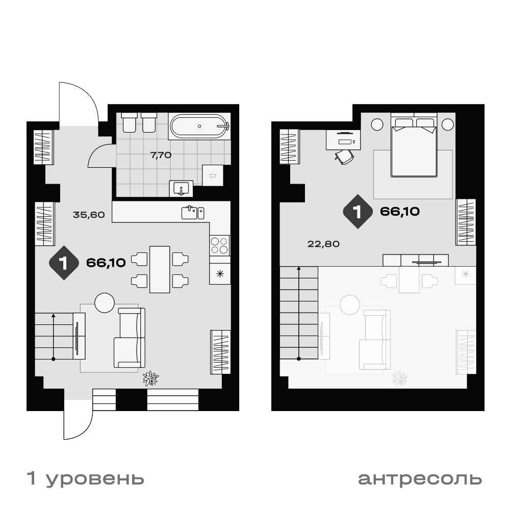Планировка Студия, 66,1 м² в ЖК Баден-Баден Фабрика
