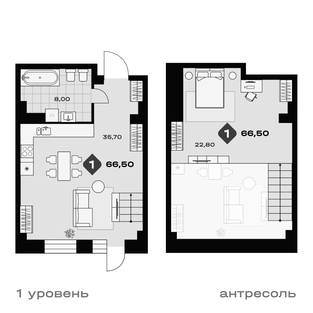 Планировка Студия, 66,6 м² в ЖК Баден-Баден Фабрика