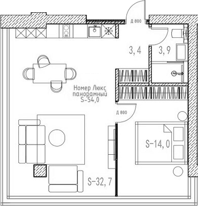 Планировка Апартаменты, 53,1 м² в ЖК Баден-Баден Таватуй Зелёный мыс