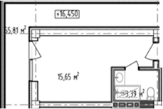 Планировка Студия, 19,04 м² в ЖК Баден Баден Тургояк Резорт