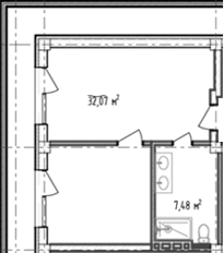 Планировка Студия, 39,55 м² в ЖК Баден Баден Тургояк Резорт
