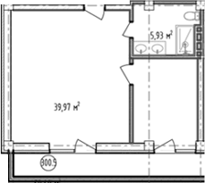 Планировка Студия, 45,9 м² в ЖК Баден Баден Тургояк Резорт