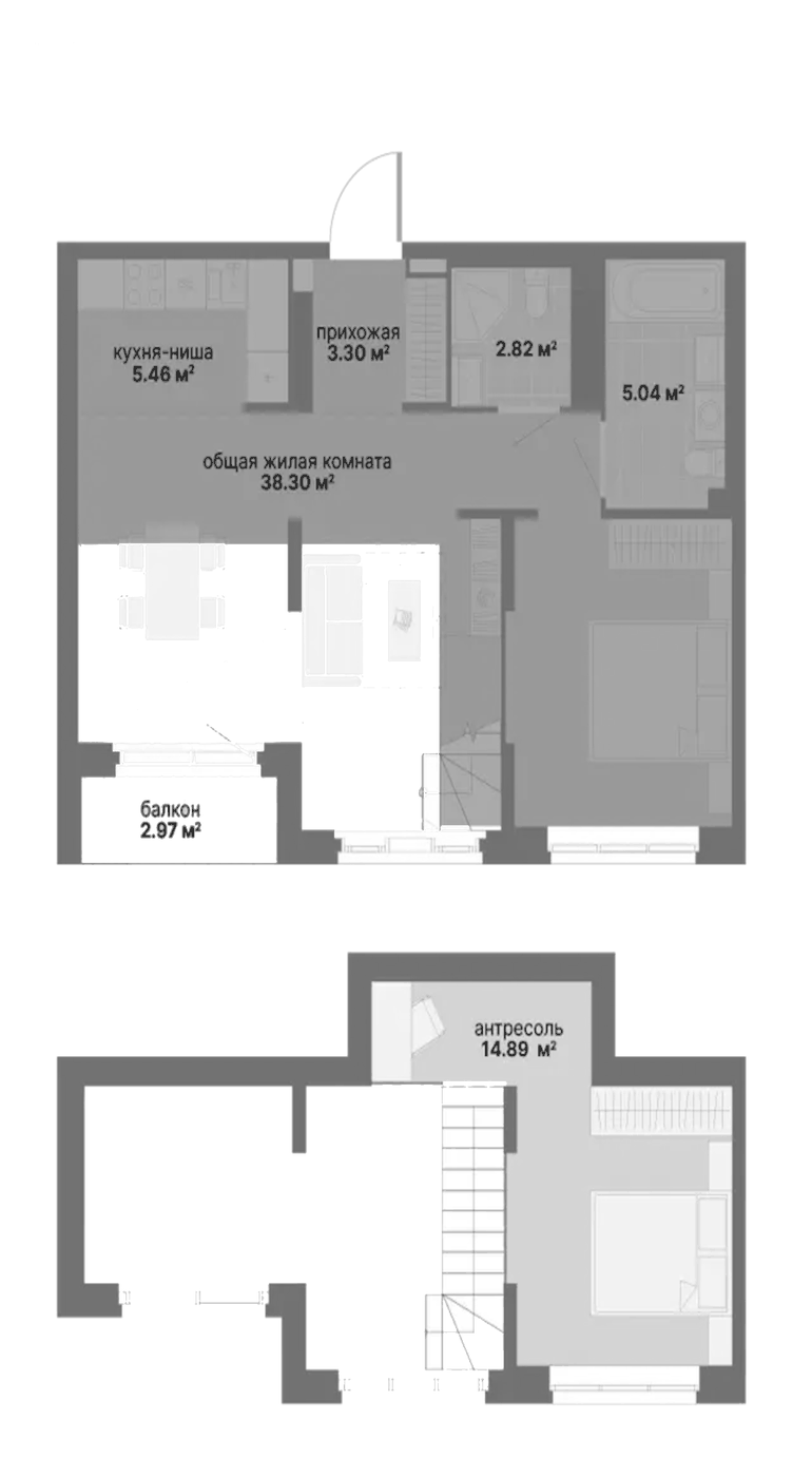 Планировка 1-к.кв, 75.05 м² в ЖК Балтийский