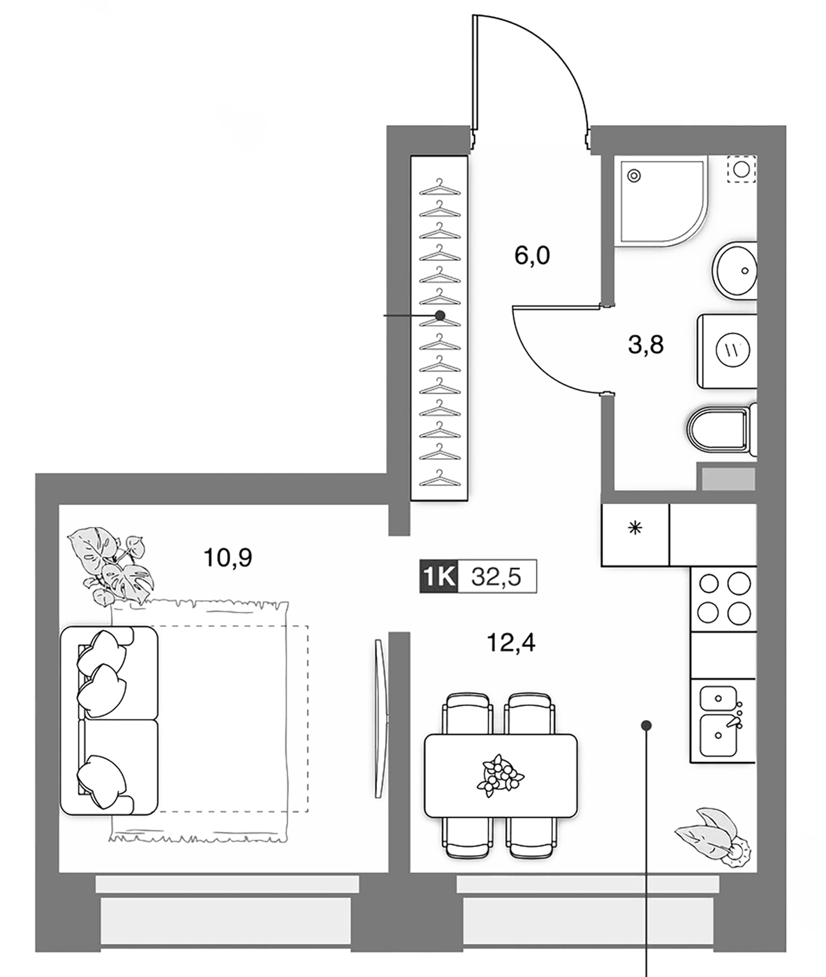 Планировка Студия, 30,71 м² в ЖК Банников Дом