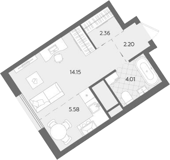 Планировка Студия, 28,3 м² в ЖК Бодровский