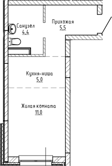 Планировка Студия, 25,9 м² в ЖК Да на Амундсена