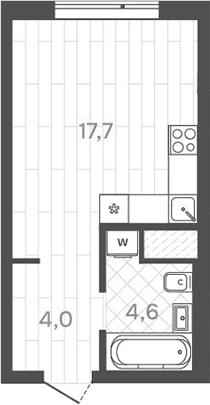 Планировка Студия, 26,3 м² в ЖК Да на Амундсена