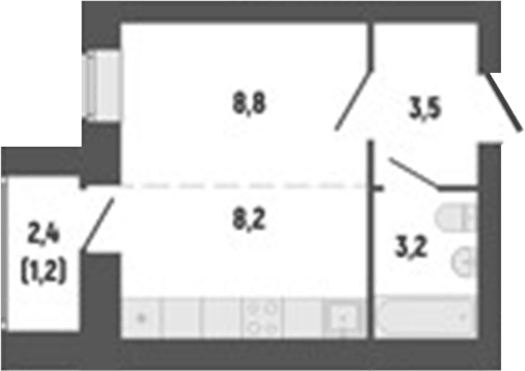 Планировка Студия, 25,19 м² в ЖК Философия Идеалистов на Первомайском