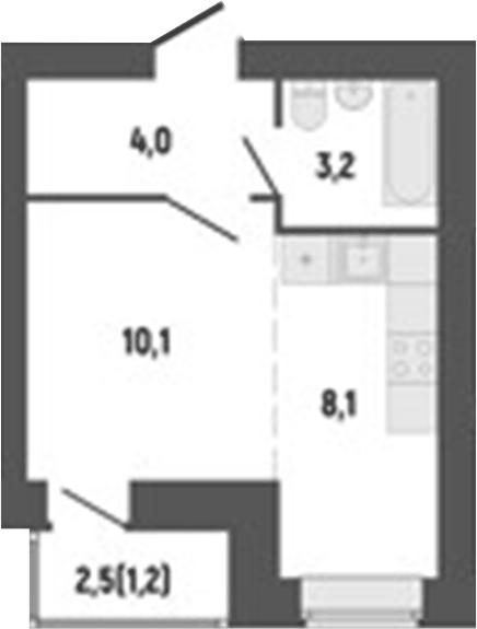 Планировка Студия, 26,89 м² в ЖК Философия Идеалистов на Первомайском