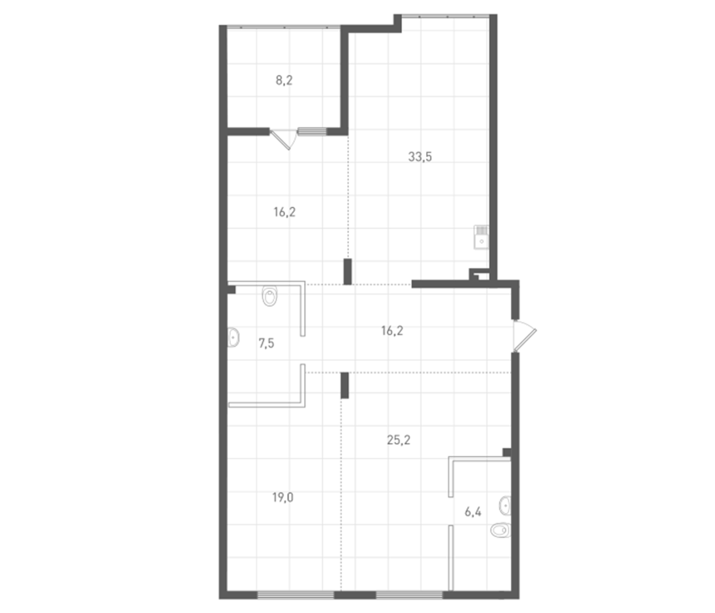 Планировка 3-к.кв, 127,7 м² в ЖК Клубный дом инженера Ятеса