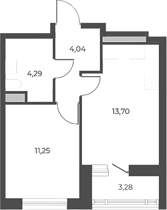Планировка Планировка 2Е-к.кв 36,56 м² в ЖК Квартал 12 в Екатеринбурге в ЖК Квартал 12