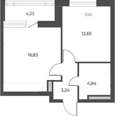 Планировка 2Е-к.кв, 41,79 м² в ЖК Квартал 12