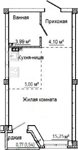Планировка Студия, 29,11 м² в ЖК Лесная сказка
