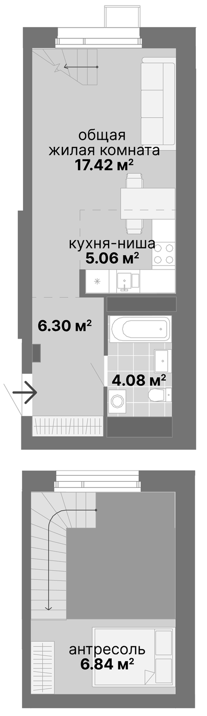Планировка Студия, 39,7 м² в ЖК Лайв. Жилой квартал