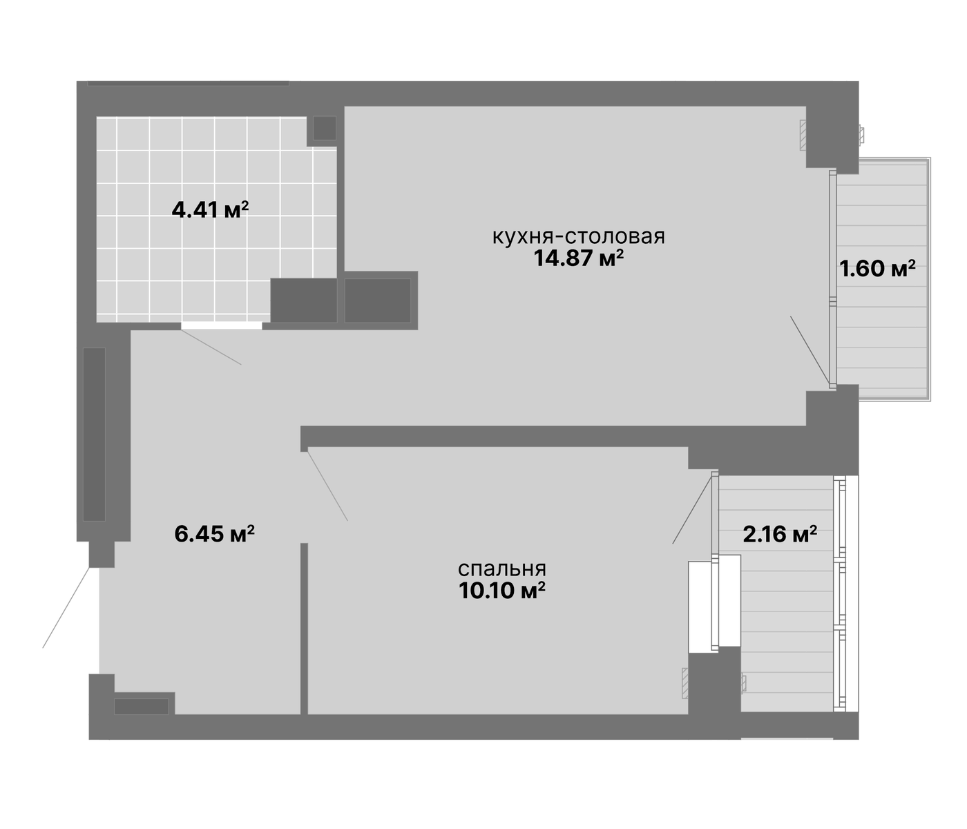 Планировка 1-к.кв, 39,59 м² в ЖК НИИ: Наука и искусство