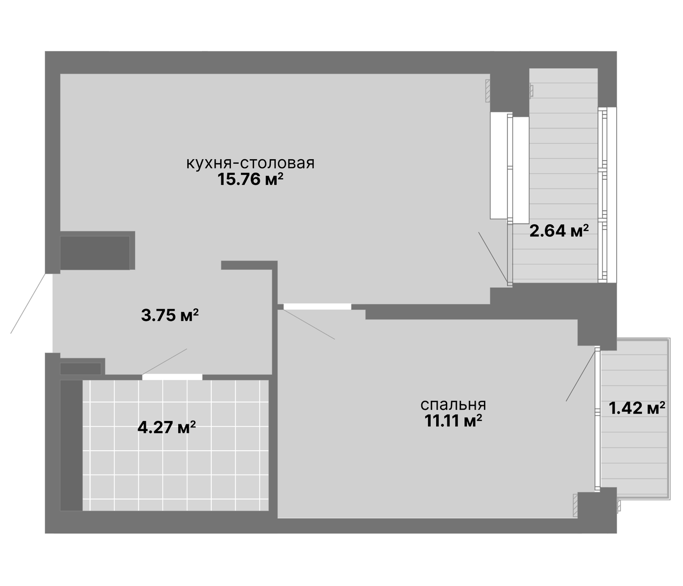 Планировка 2Е-к.кв, 38,95 м² в ЖК НИИ: Наука и искусство