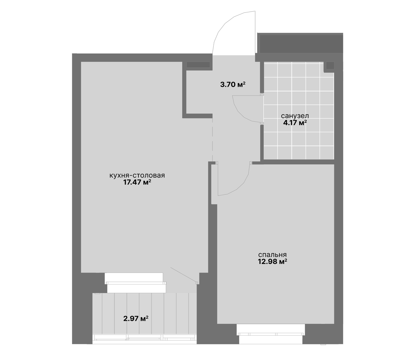 Планировка 2Е-к.кв, 41,29 м² в ЖК НИИ: Наука и искусство