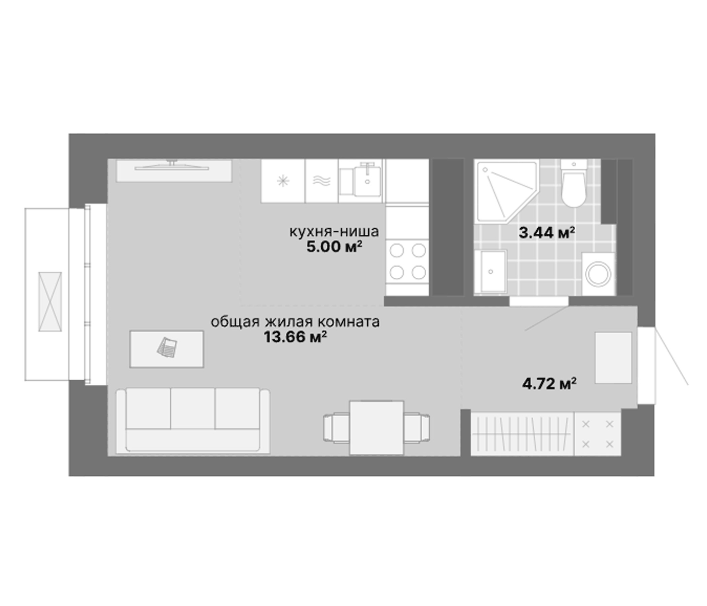Планировка Студия, 26,82 м² в ЖК НИИ: Наука и искусство