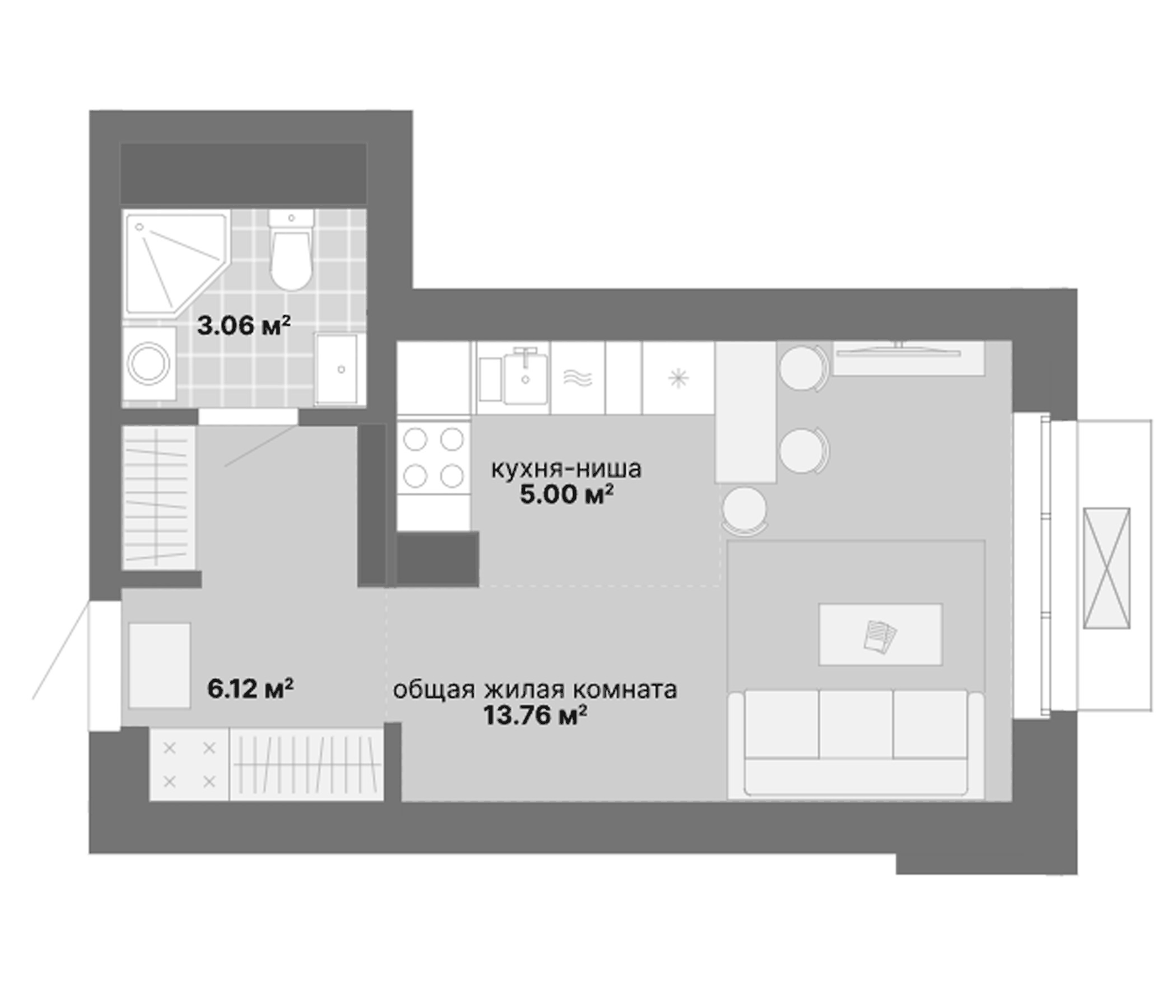 Планировка Студия, 27,94 м² в ЖК НИИ: Наука и искусство