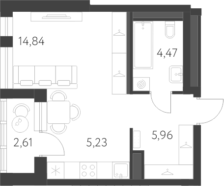 Планировка Студия, 31,81 м² в ЖК Новая Олимпика