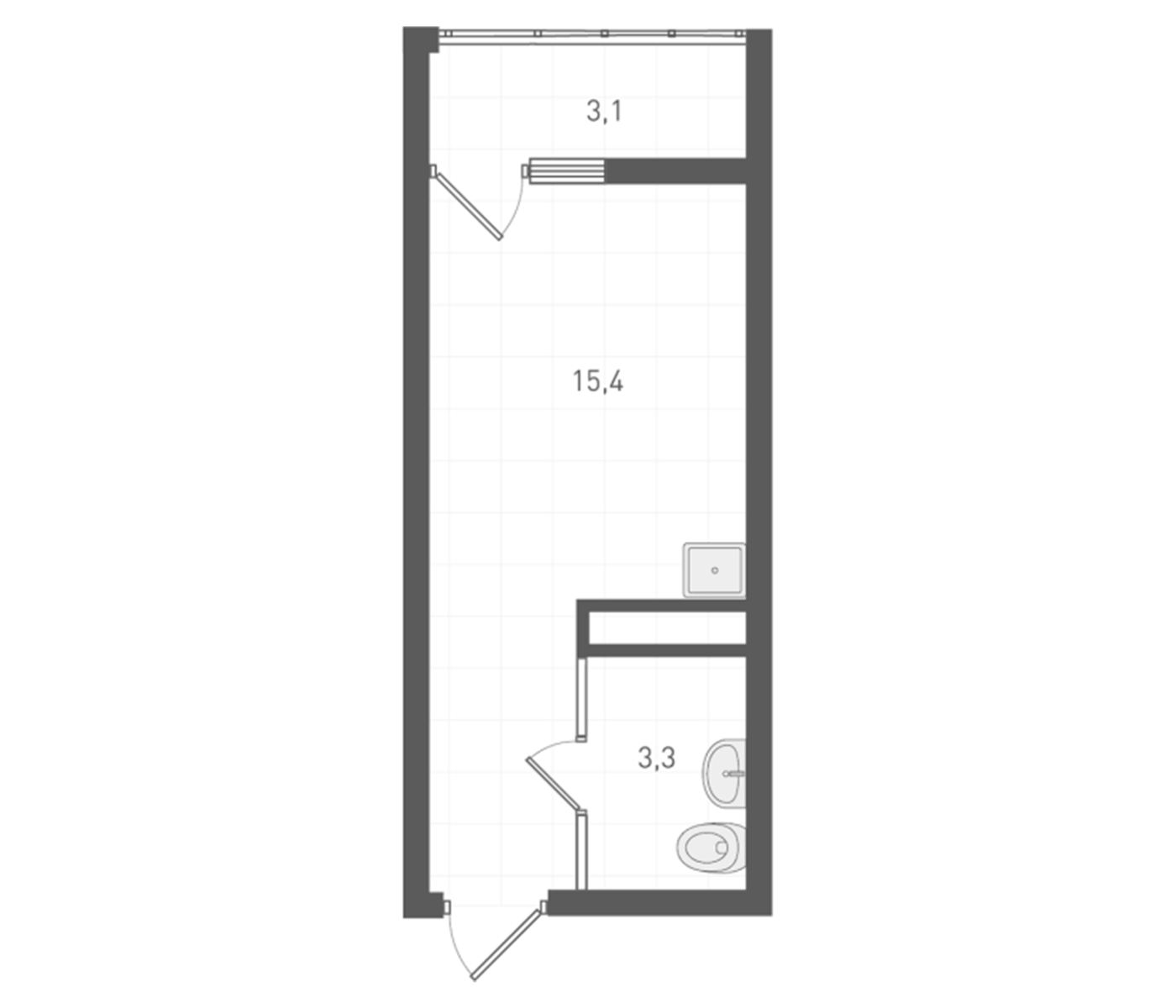 Планировка Студия, 20.3 м² в ЖК Основинские кварталы
