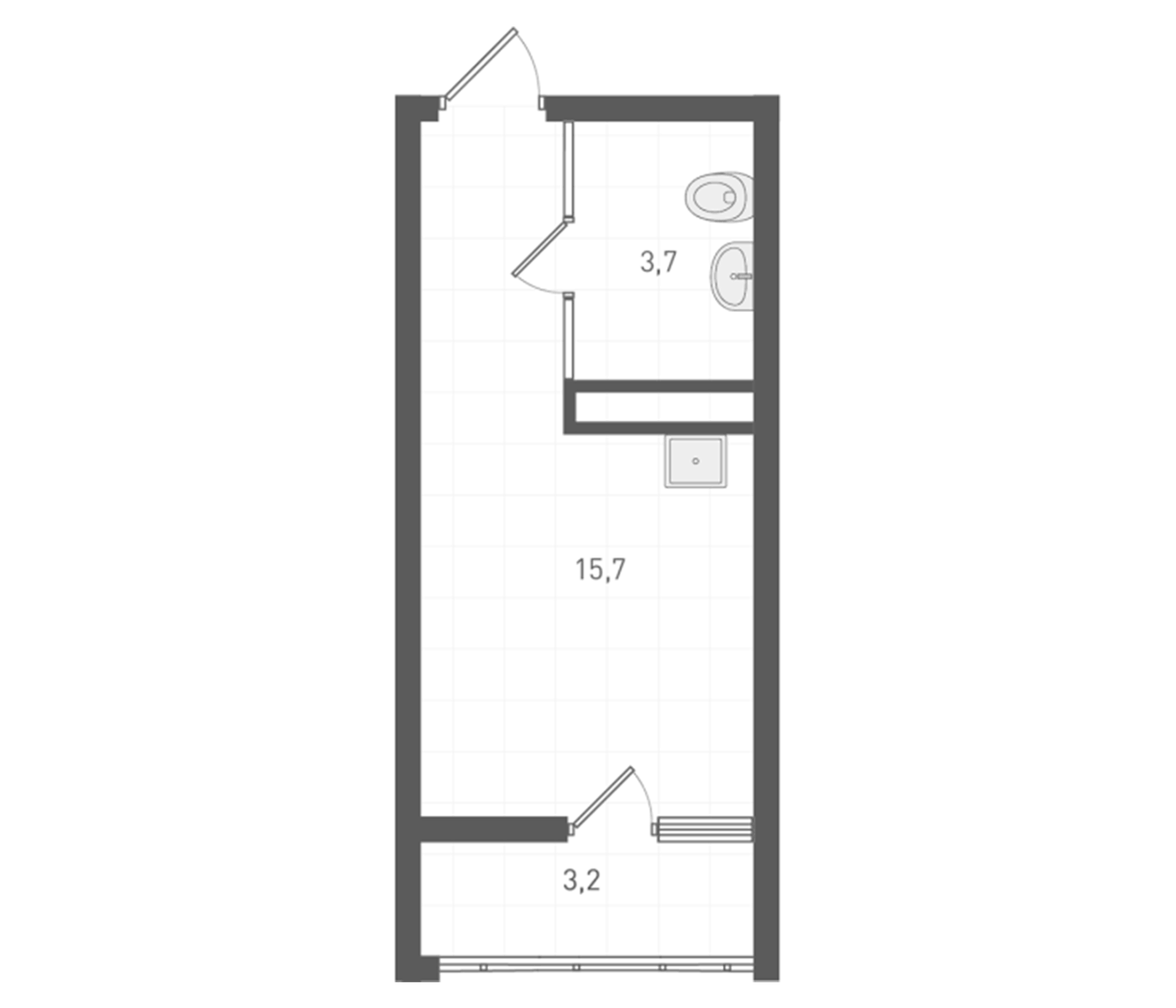 Планировка Студия, 21 м² в ЖК Основинские кварталы