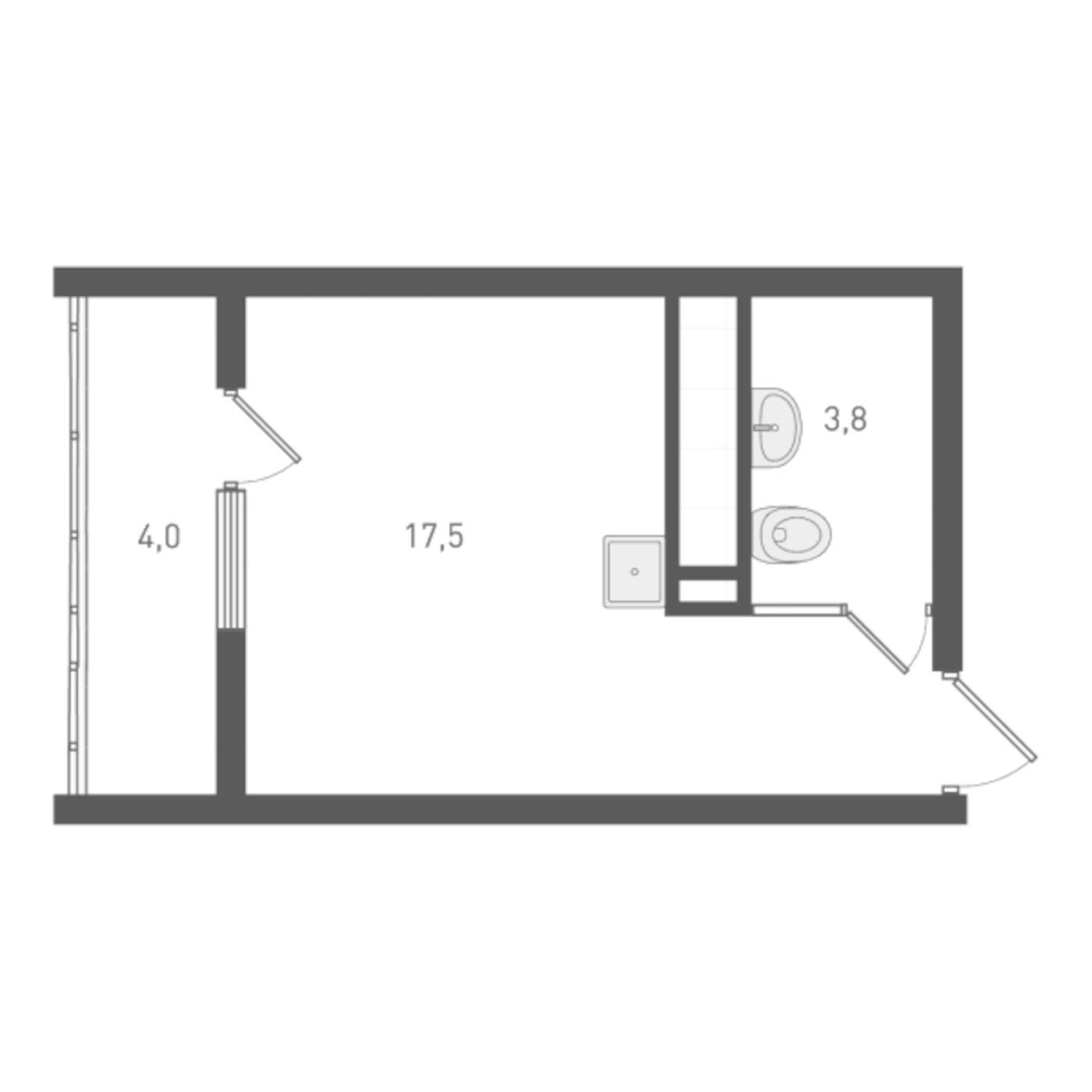 Планировка Студия, 23.3 м² в ЖК Основинские кварталы