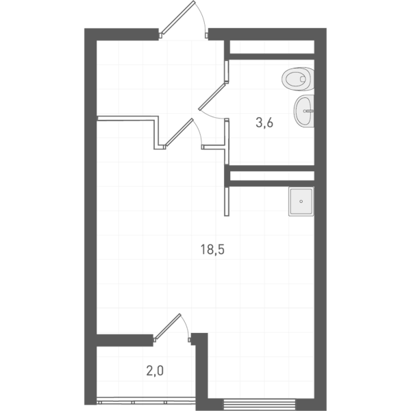 Планировка Студия, 27.7 м² в ЖК Основинские кварталы
