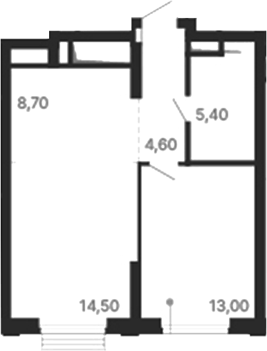 Планировка 1-к.кв, 46,2 м² в ЖК Парк Столиц